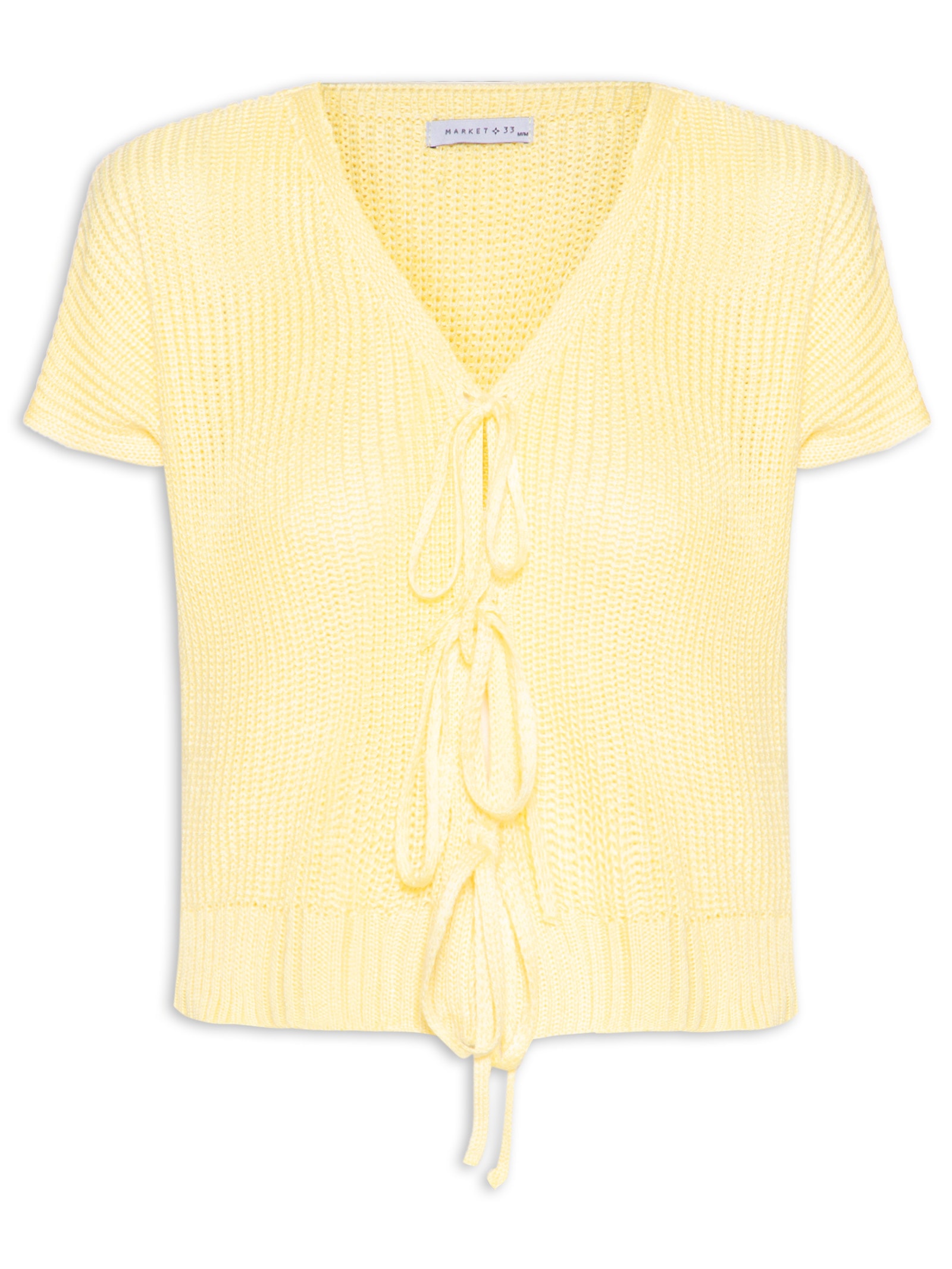 Blusa Feminina De Tricot Com Fecho De Amarração Amarelo Market 33