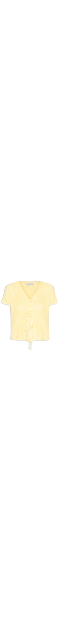 Blusa Feminina De Tricot Com Fecho De Amarração - Amarelo