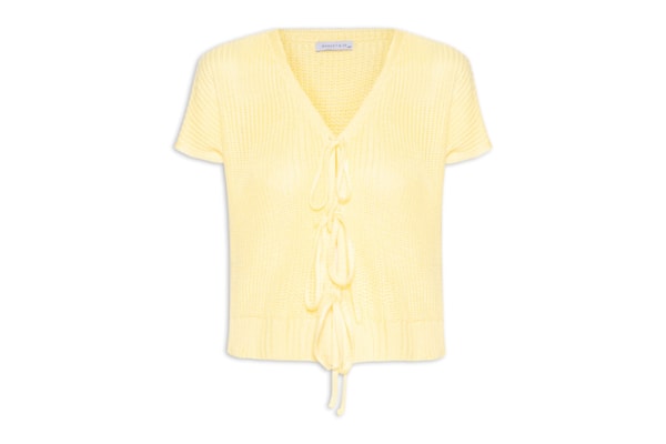 Blusa Feminina De Tricot Com Fecho De Amarração - Amarelo