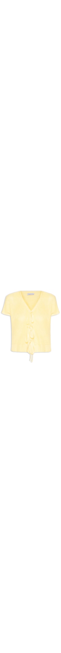 Blusa Feminina De Tricot Com Fecho De Amarração - Amarelo