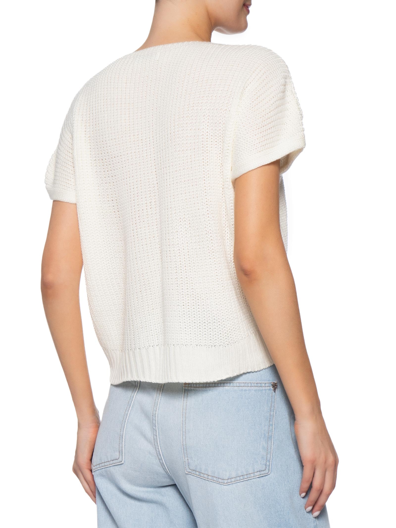 Blusa Feminina De Tricot Com Fecho De Amarração Off White Market 33