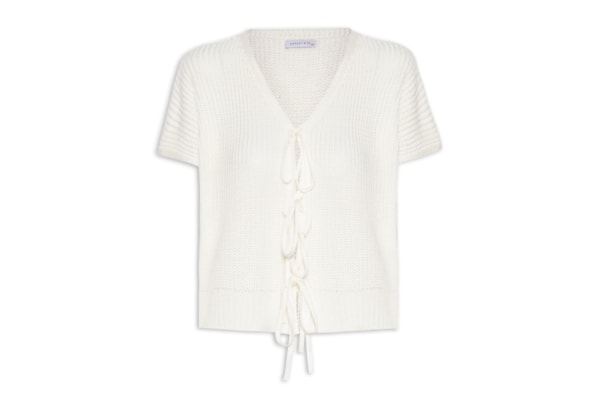 Blusa Feminina De Tricot Com Fecho De Amarração - Off White