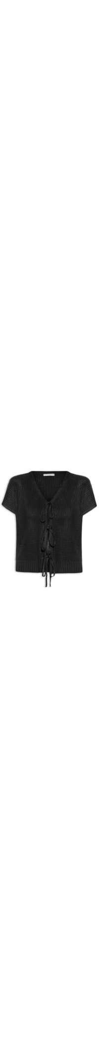 Blusa Feminina De Tricot Com Fecho De Amarração - Preto