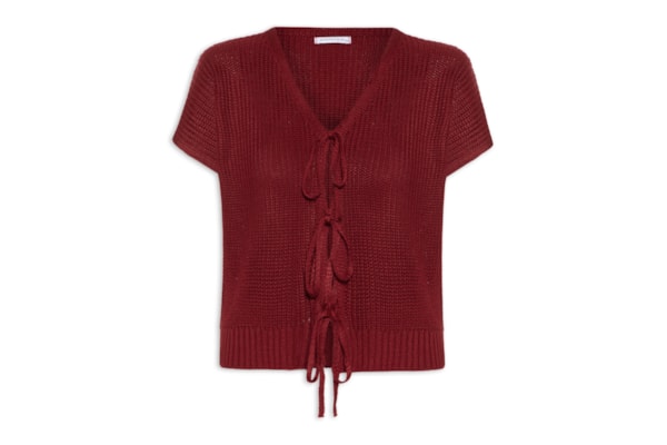 Blusa Feminina De Tricot Com Fecho De Amarração - Vermelho