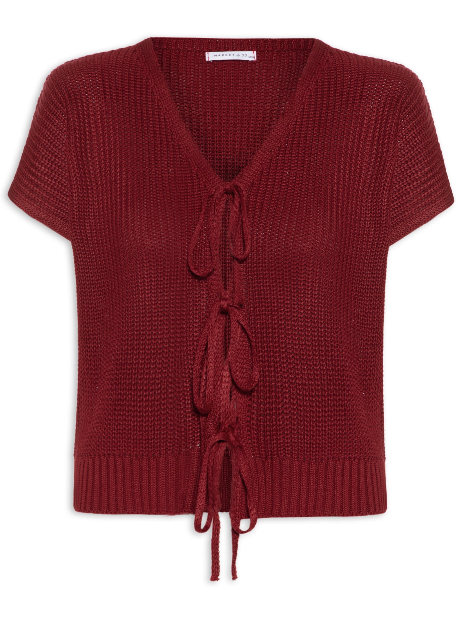 Blusa Feminina De Tricot Com Fecho De Amarração Vermelho Market 33