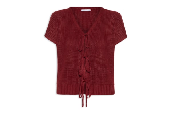 Blusa Feminina De Tricot Com Fecho De Amarração - Vermelho