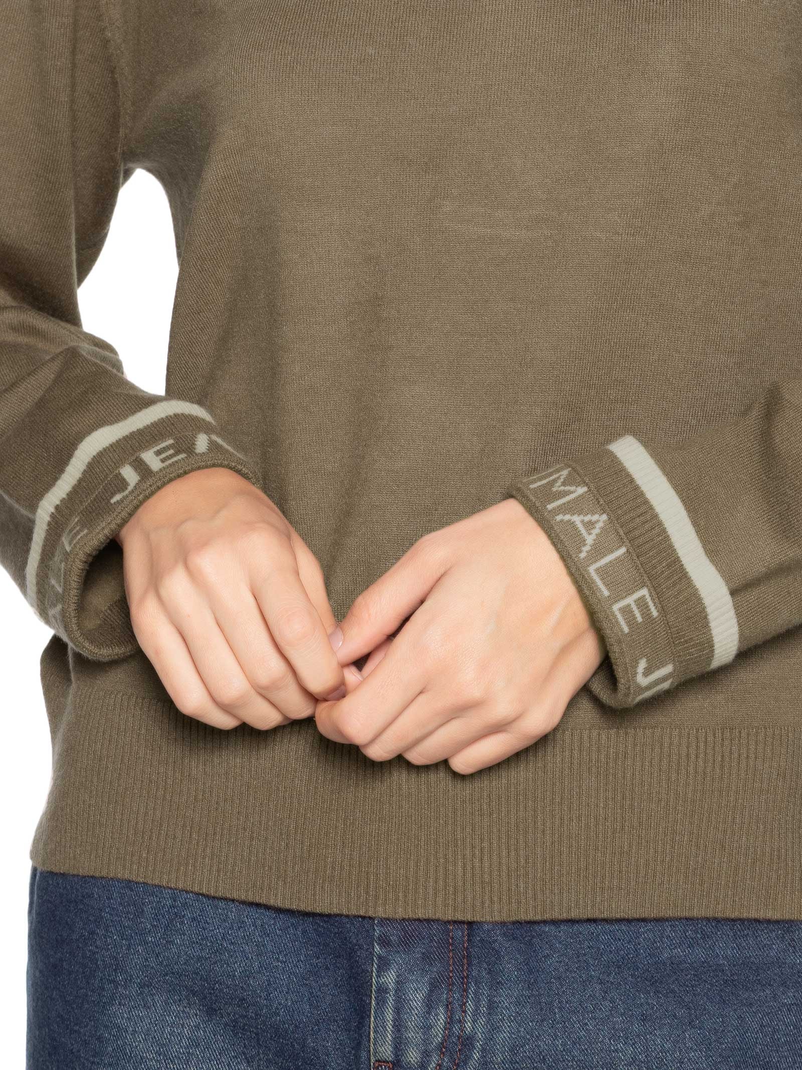 Blusa Feminina De Tricot Com Gola Dupla Marrom Animale Jeans