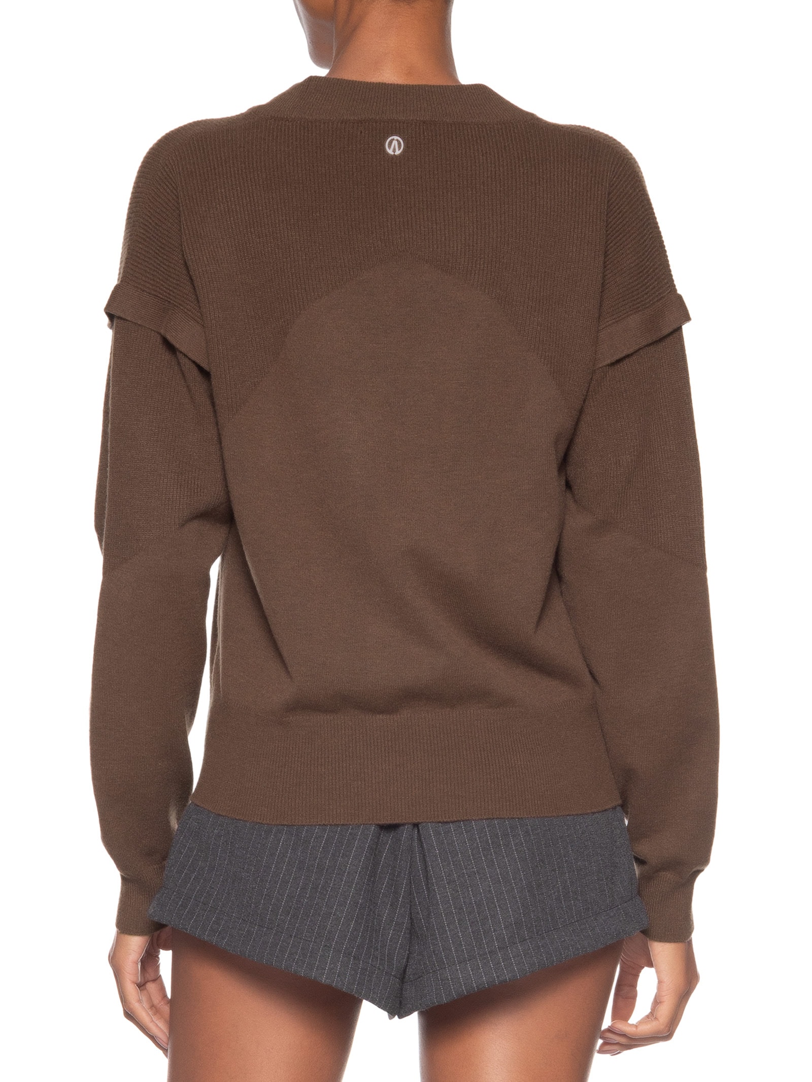 Blusa Feminina De Tricot Com Manga Sobreposta Marrom Animale Jeans