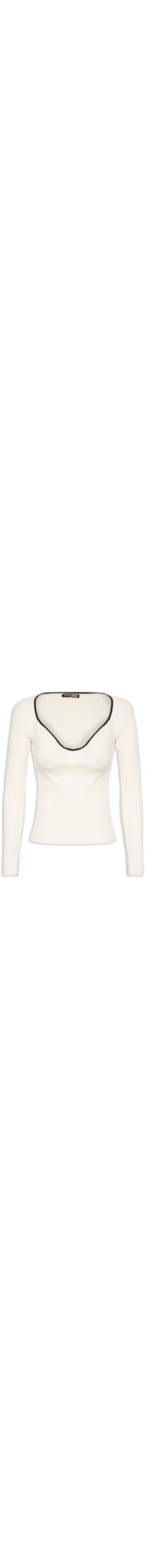 Blusa Feminina de Tricot com Vivo Contraste - Branco