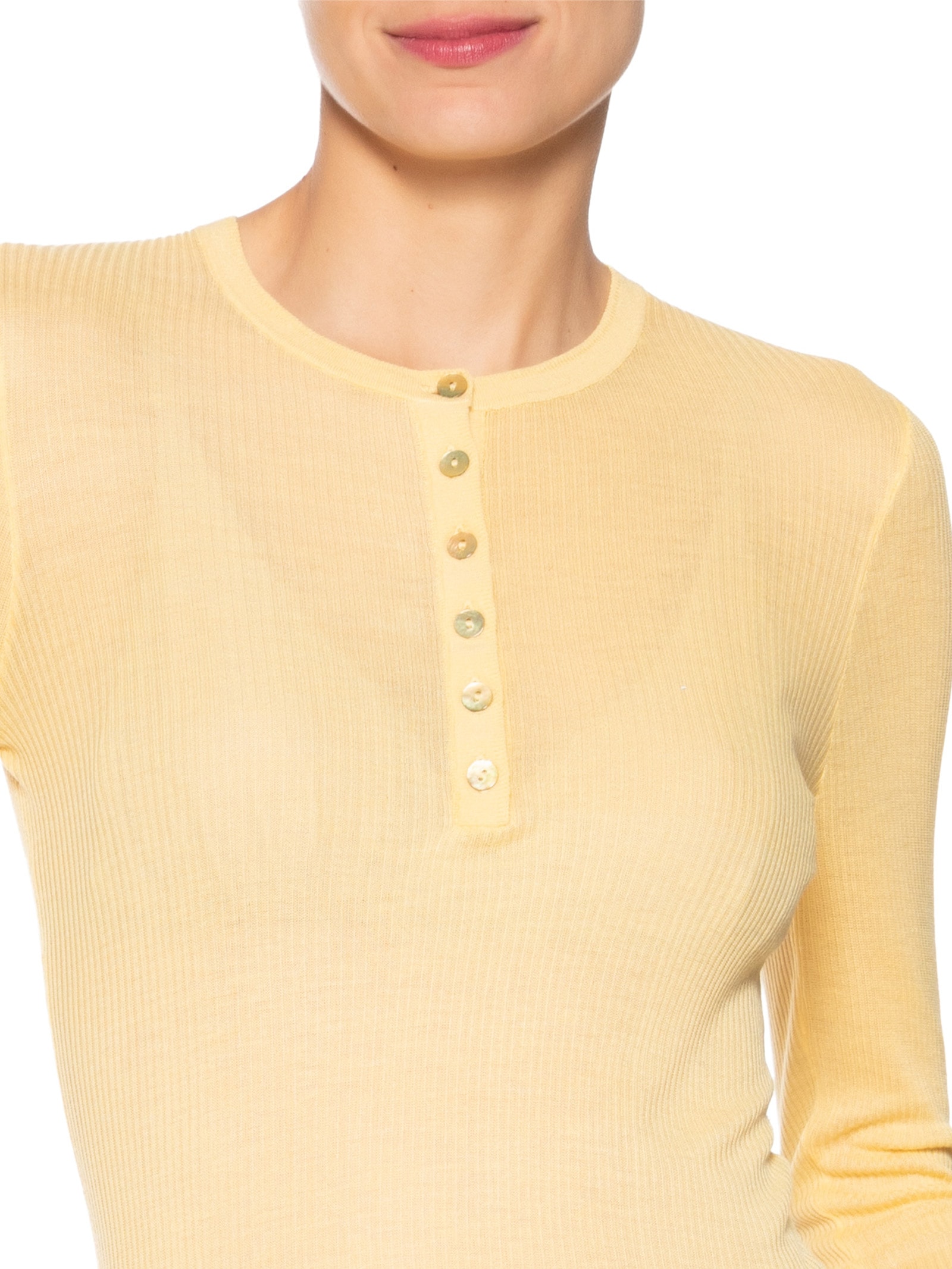 Blusa Feminina de Tricot Leve com Gola Portuguesa Amarelo Animale