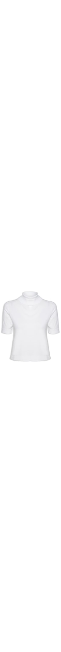 Blusa Feminina De Tricot Light Manga Curta Gola Alta - Branco