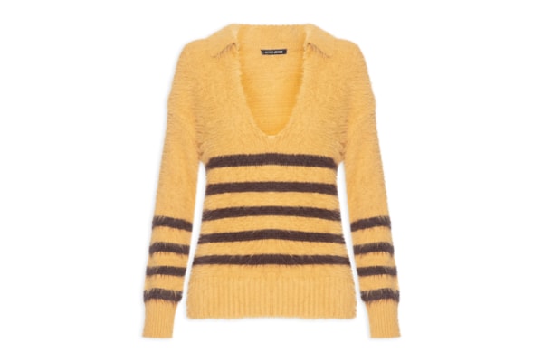 Blusa Feminina De Tricot Listrada - Amarelo