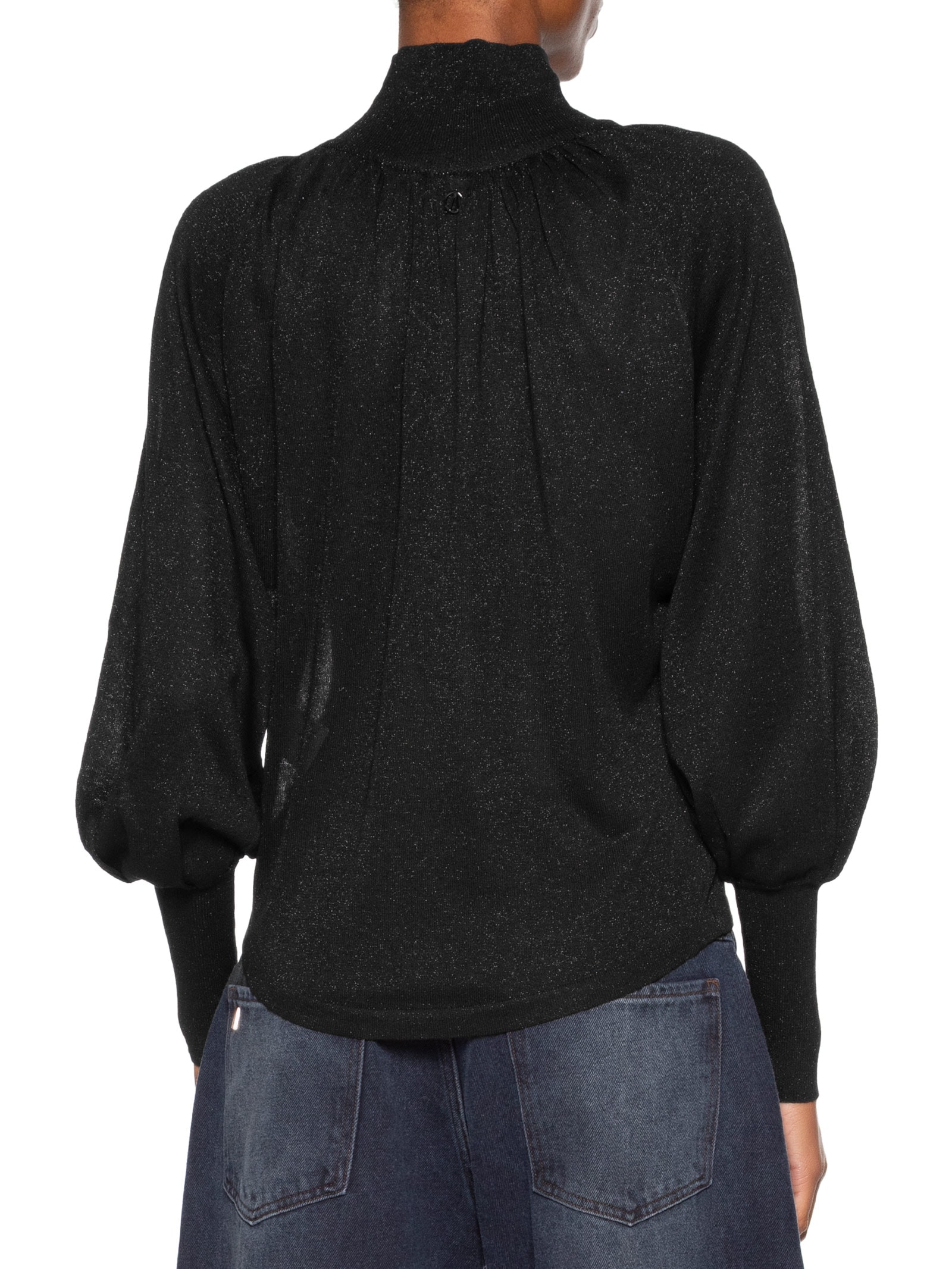 Blusa Feminina De Tricot Manga Bufante Com Lurex Preto Animale Jeans