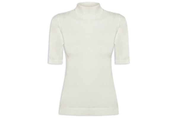 Blusa Feminina De Tricot Manga Curta - Branco