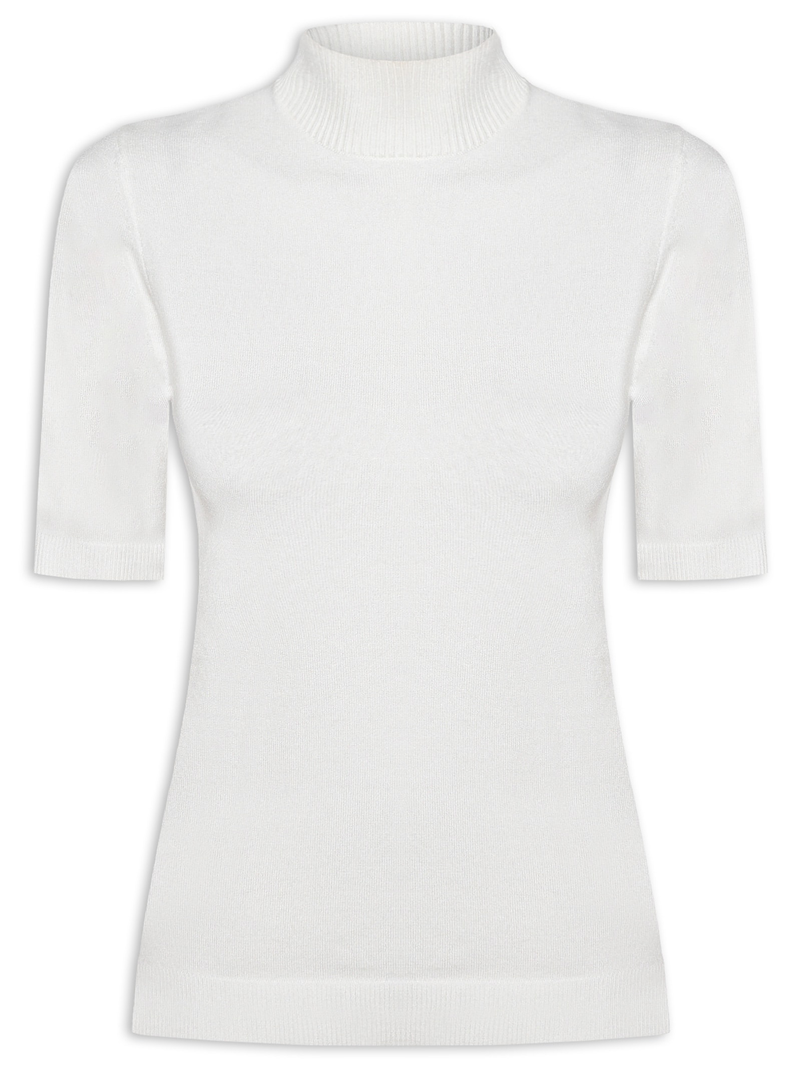 Blusa Feminina De Tricot Manga Curta Branco Animale Jeans