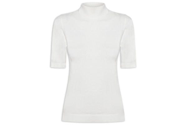 Blusa Feminina De Tricot Manga Curta - Branco