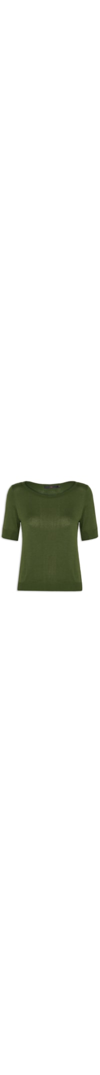 Blusa Feminina De Tricot Manga Curta Decote Canoa - Verde