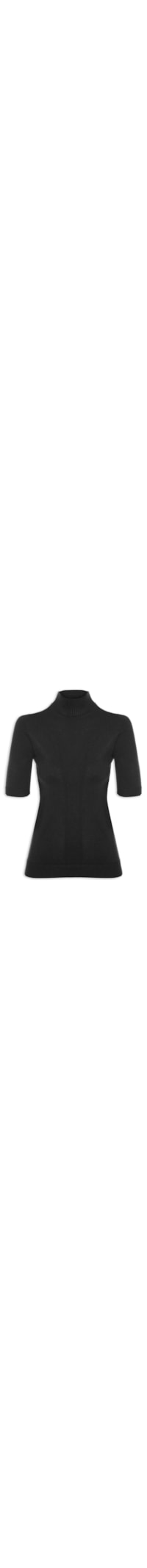 Blusa Feminina De Tricot Manga Curta Gola - Preto