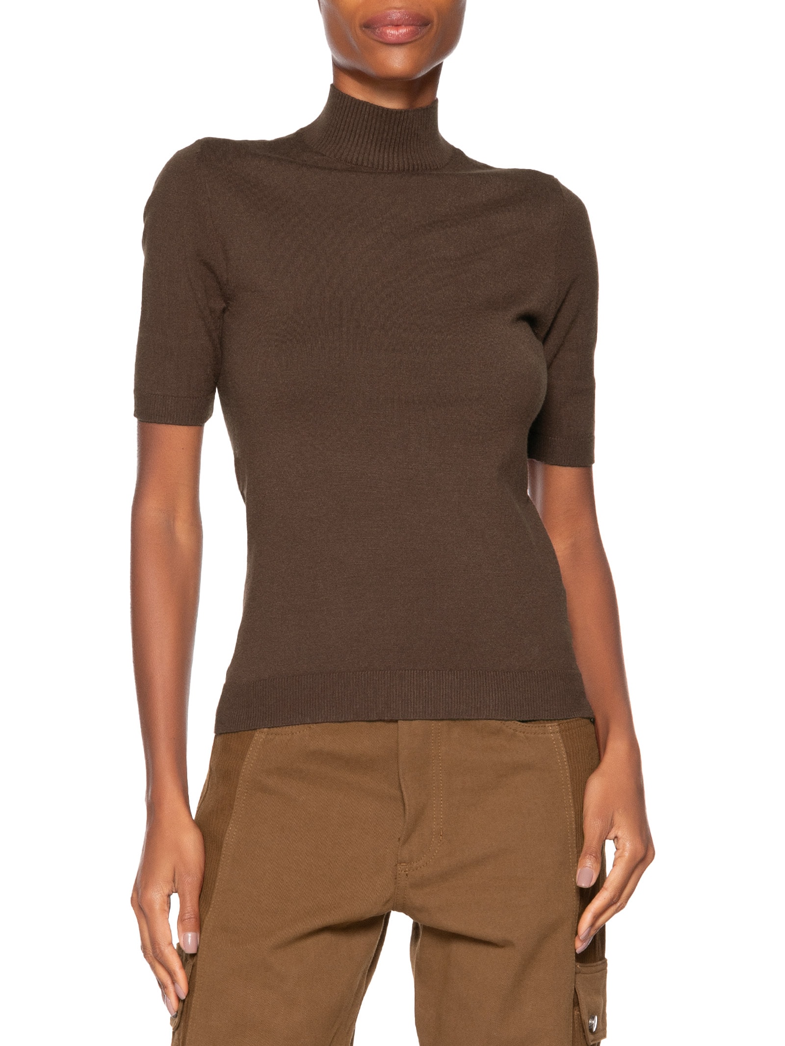 Blusa Feminina De Tricot Manga Curta Marrom Animale Jeans