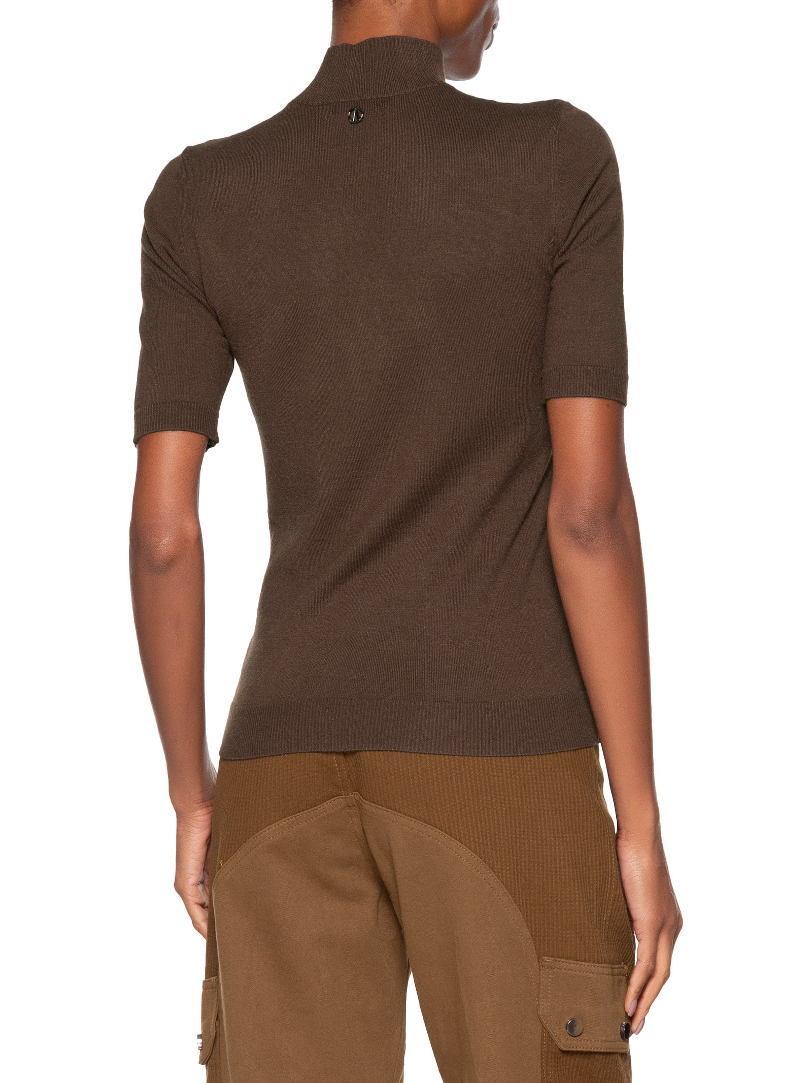 Blusa Feminina De Tricot Manga Curta Marrom Animale Jeans