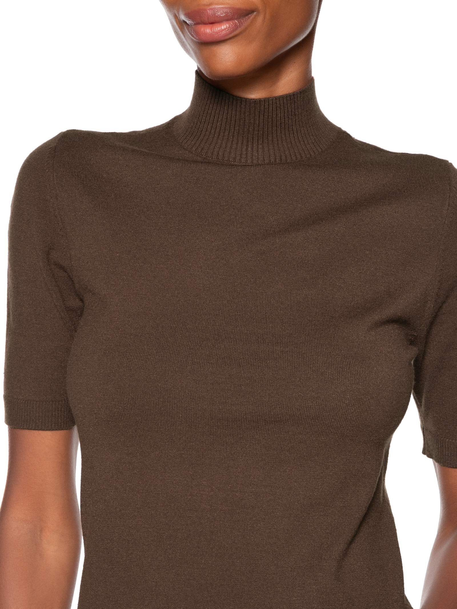 Blusa Feminina De Tricot Manga Curta Marrom Animale Jeans