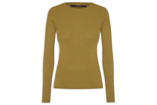 Blusa Feminina De Tricot Manga Longa Básica - Verde
