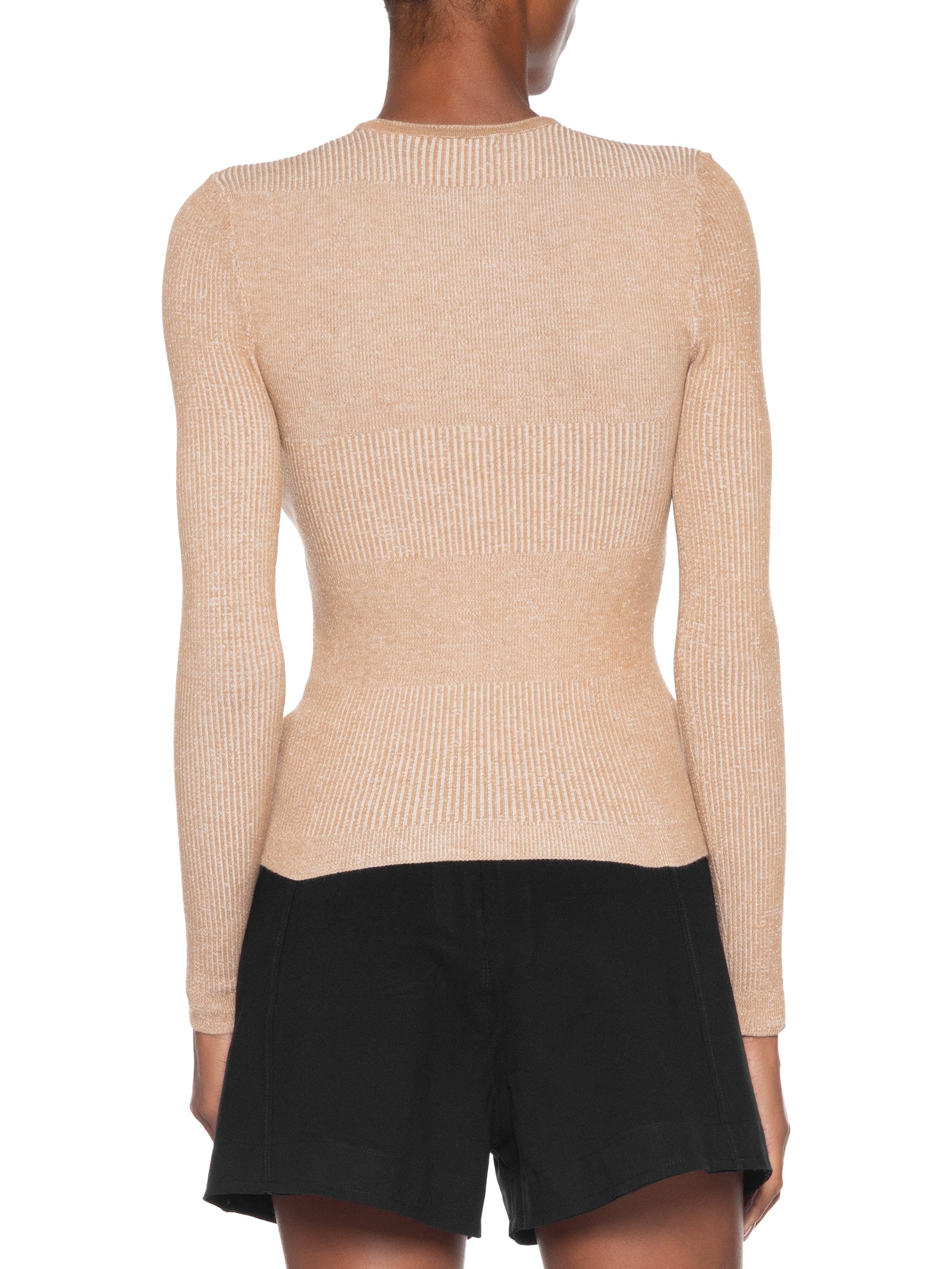 Blusa Feminina De Tricot New Bicolor Com Decote Portuguesa Bege Animale