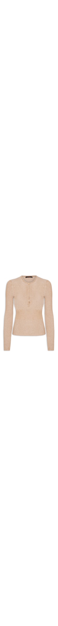 Blusa Feminina De Tricot New Bicolor Com Decote Portuguesa - Bege