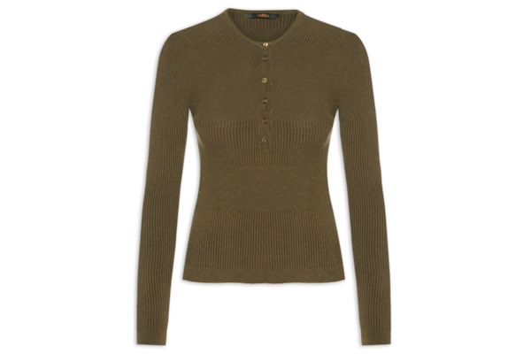 Blusa Feminina De Tricot New Bicolor Com Decote Portuguesa - Verde