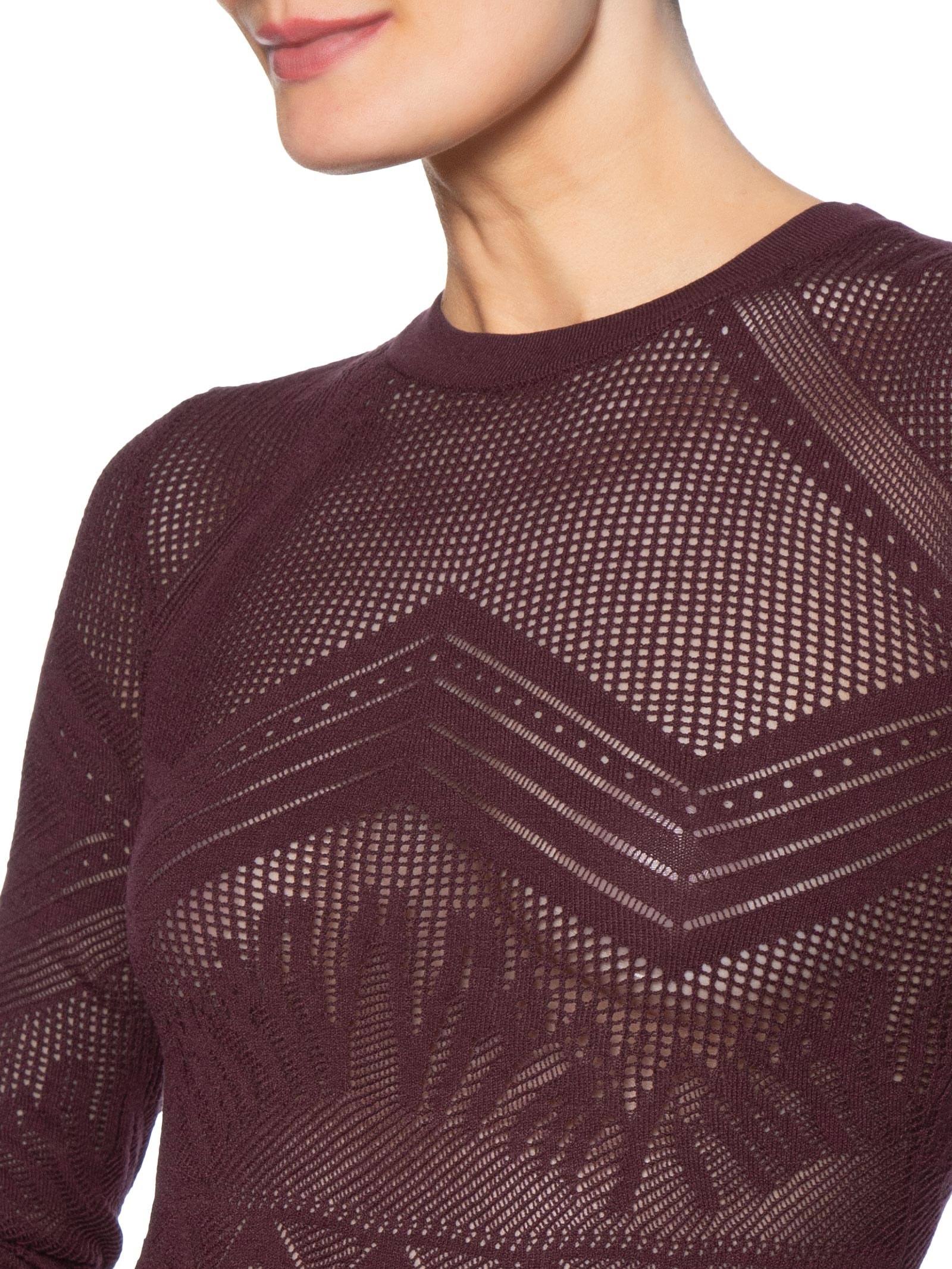 Blusa Feminina De Tricot Transparência Rendada Roxo Animale