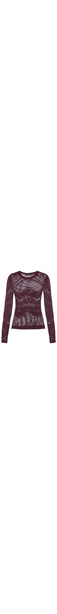 Blusa Feminina De Tricot Transparência Rendada - Roxo