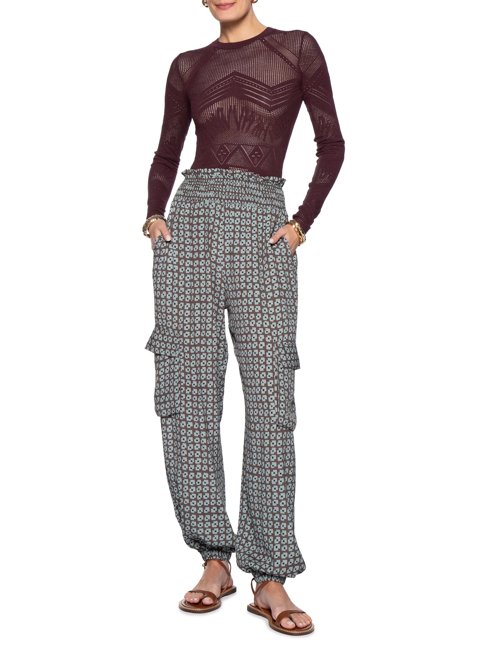 Blusa Feminina De Tricot Transparência Rendada Roxo Animale