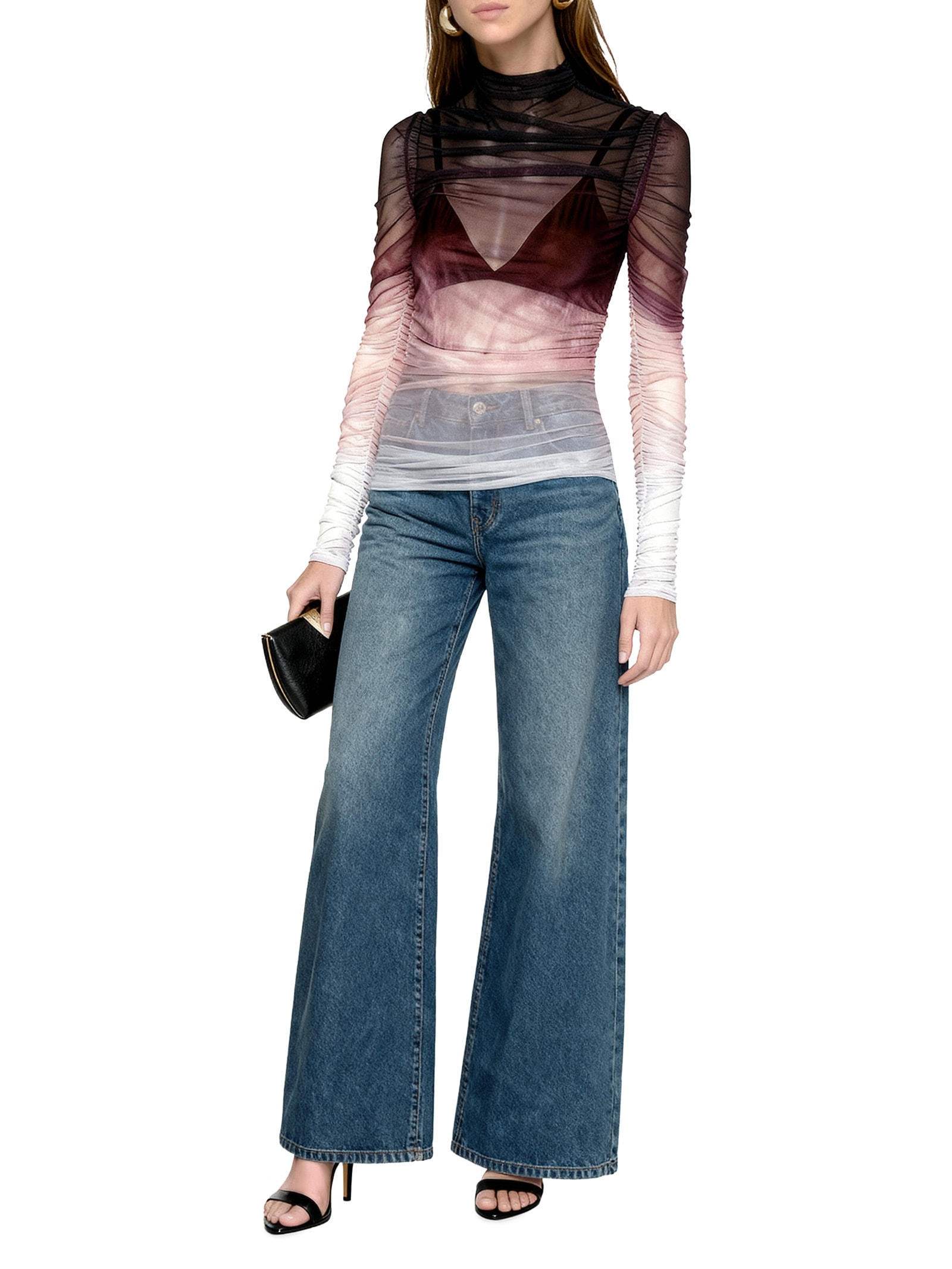 Blusa Feminina De Tule Alongada Rosa Lança Perfume