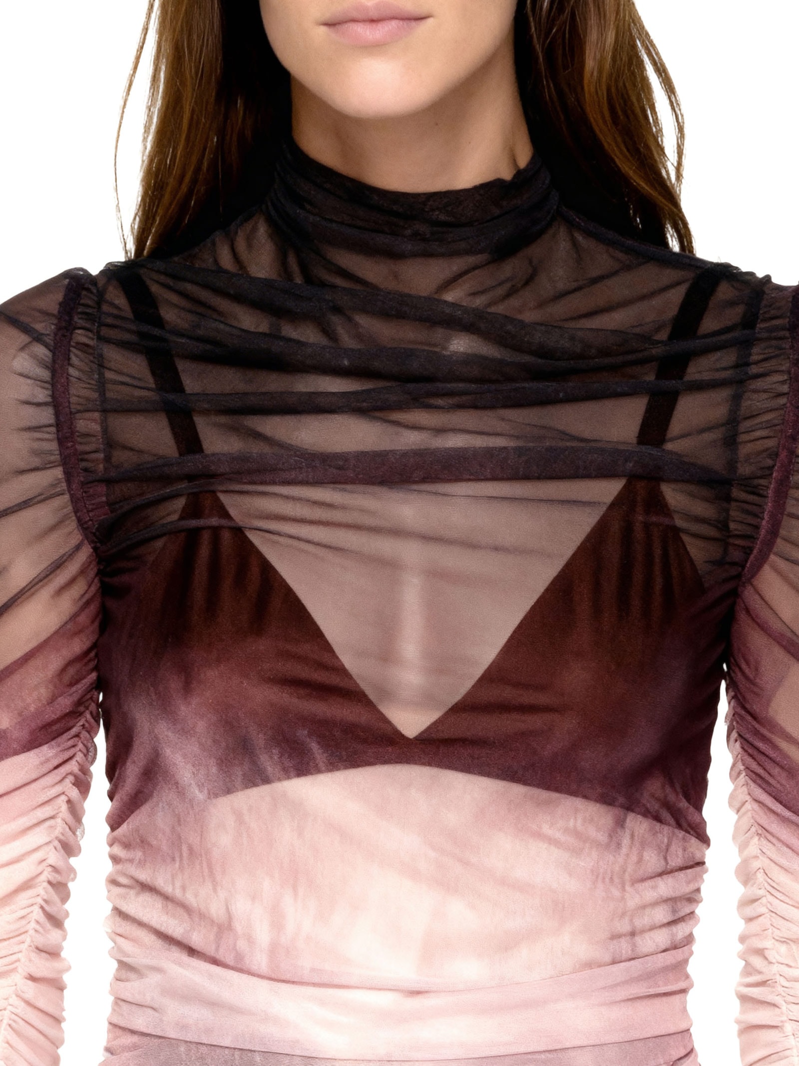 Blusa Feminina De Tule Alongada Rosa Lança Perfume