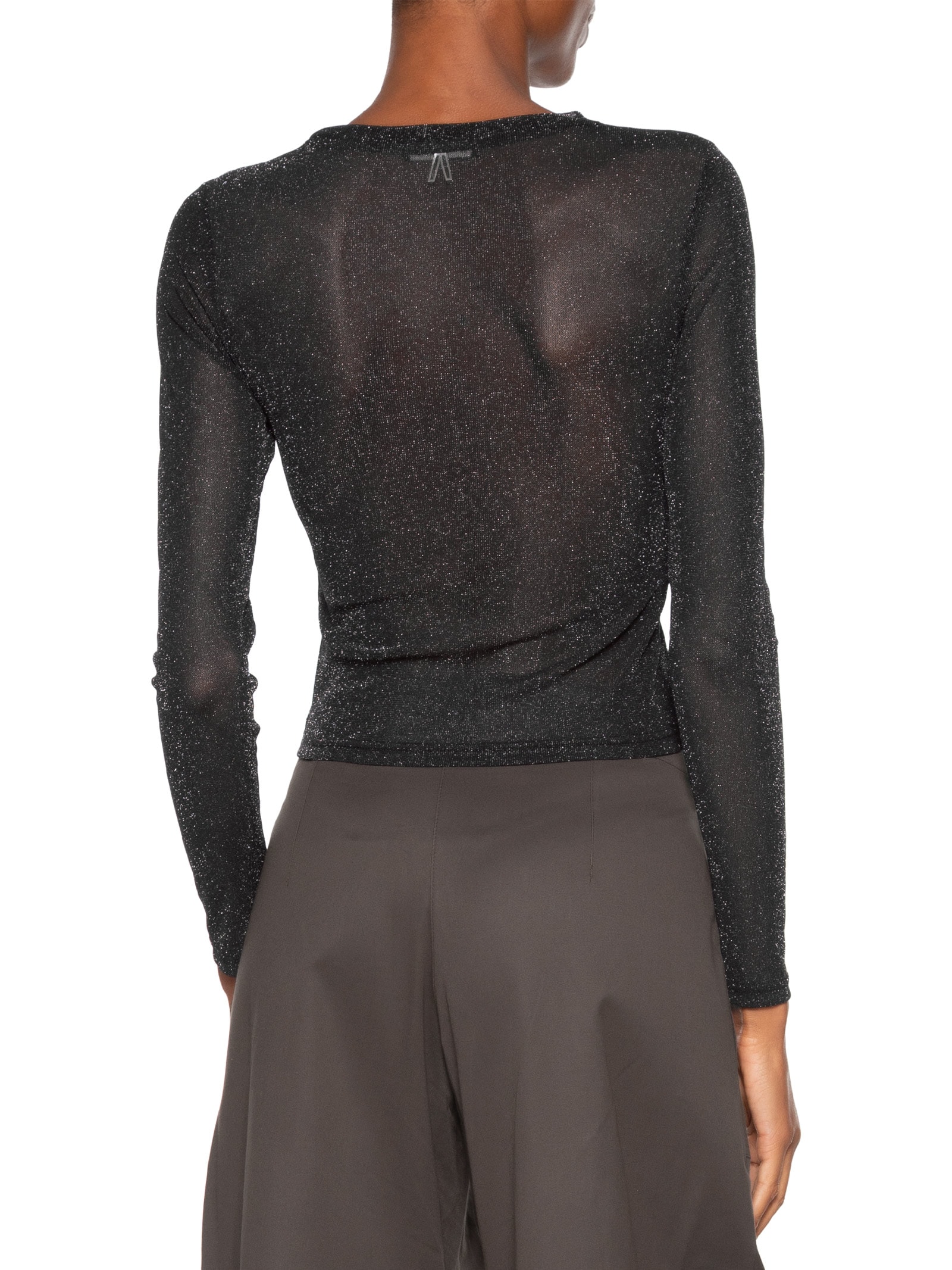 Blusa Feminina De Tule Com Glitter Decote Redondo Preto Animale Jeans