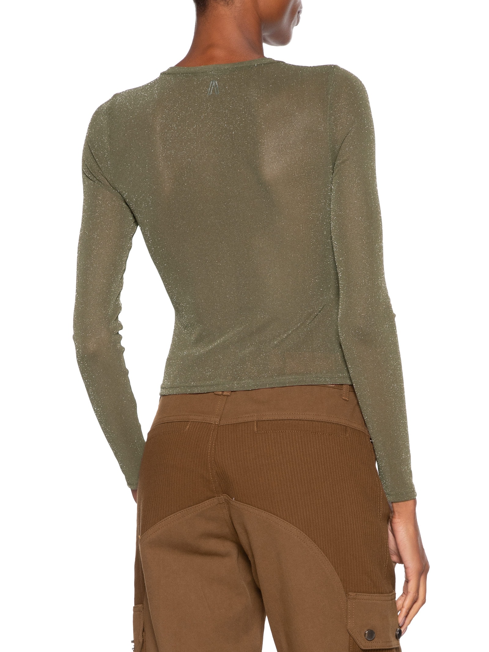 Blusa Feminina De Tule Com Glitter Decote Redondo Verde Animale Jeans