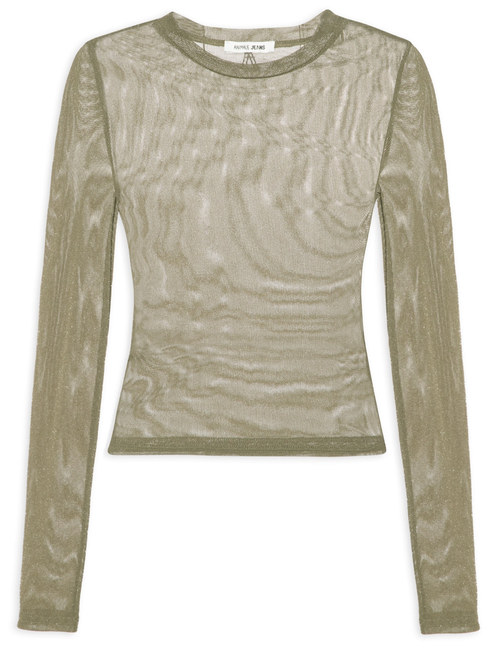 Blusa Feminina De Tule Com Glitter Decote Redondo Verde Animale Jeans