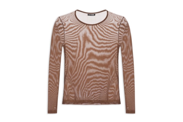 Blusa Feminina De Tule Lisa Manga Longa - Marrom