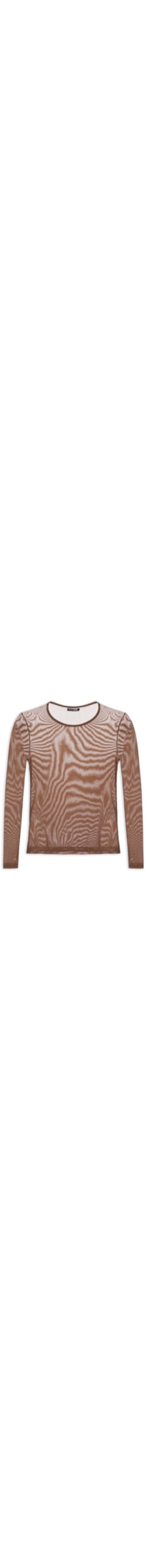 Blusa Feminina De Tule Lisa Manga Longa - Marrom