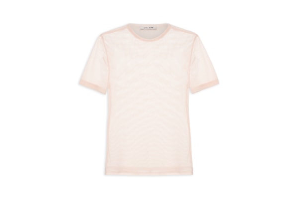 Blusa Feminina de Tule Manga Curta Com Brilho - Rosa