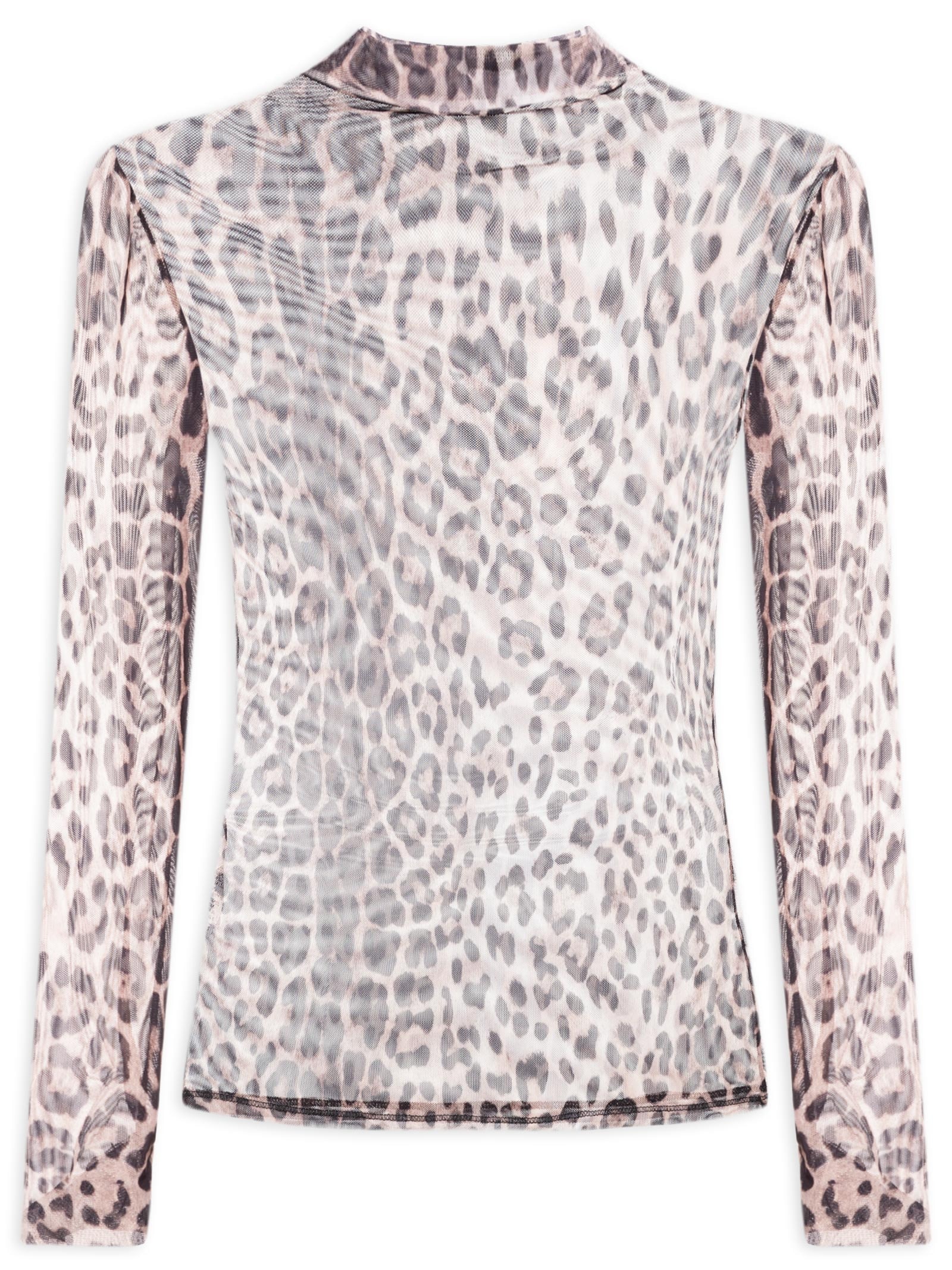 Blusa Feminina De Tule Manga Longa Animal Print Lança Perfume
