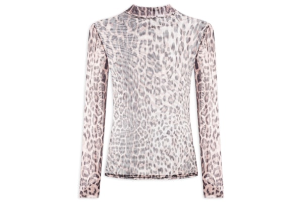 Blusa Feminina De Tule Manga Longa - Animal Print