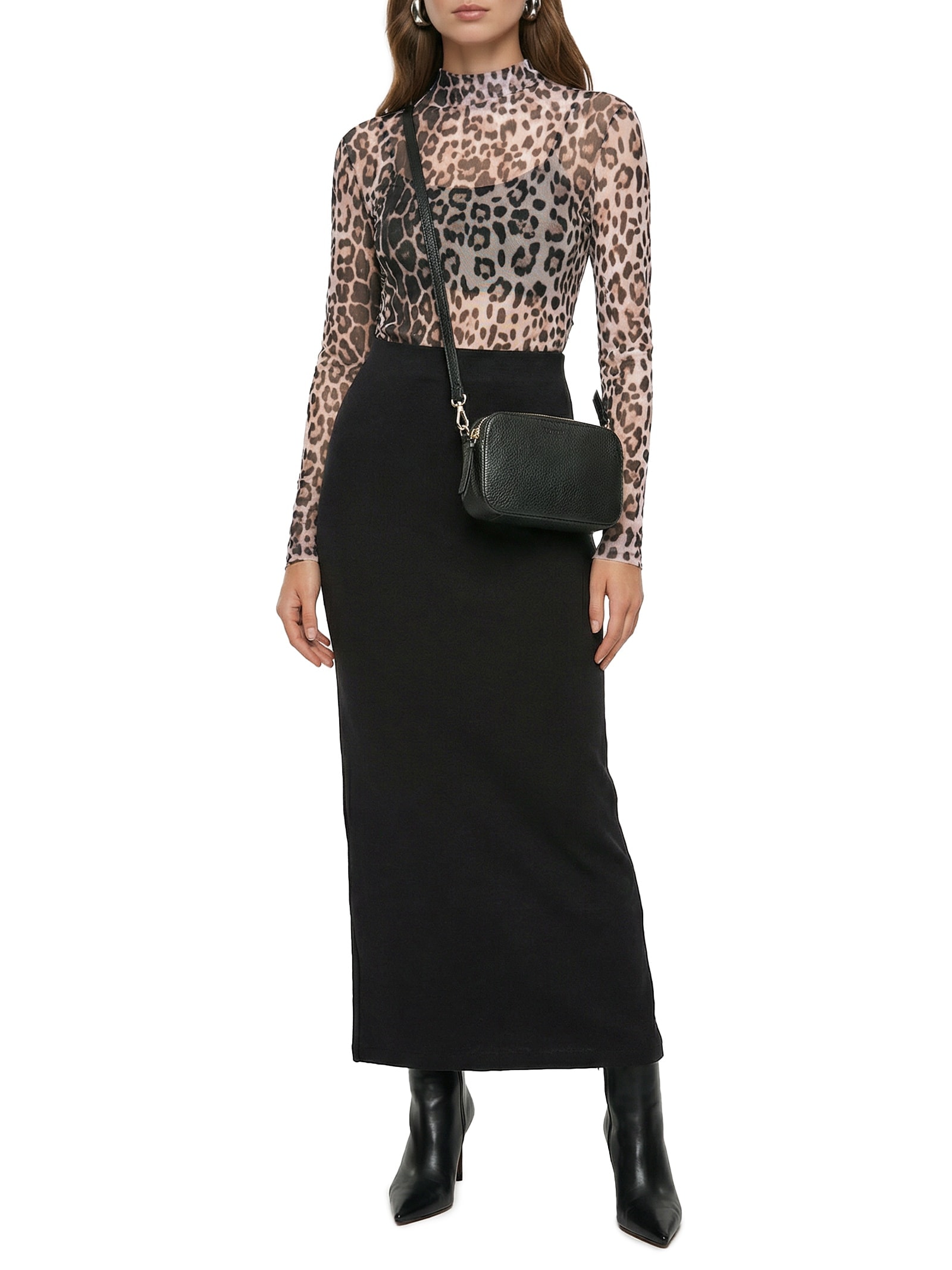 Blusa Feminina De Tule Manga Longa Animal Print Lança Perfume