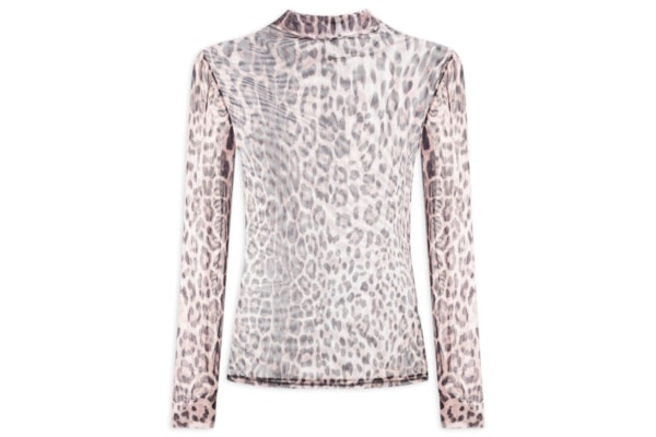 Blusa Feminina De Tule Manga Longa - Animal Print