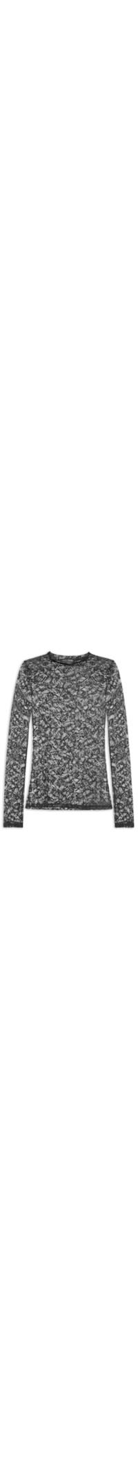 Blusa Feminina De Tule Manga Longa Trabalhado - Preto