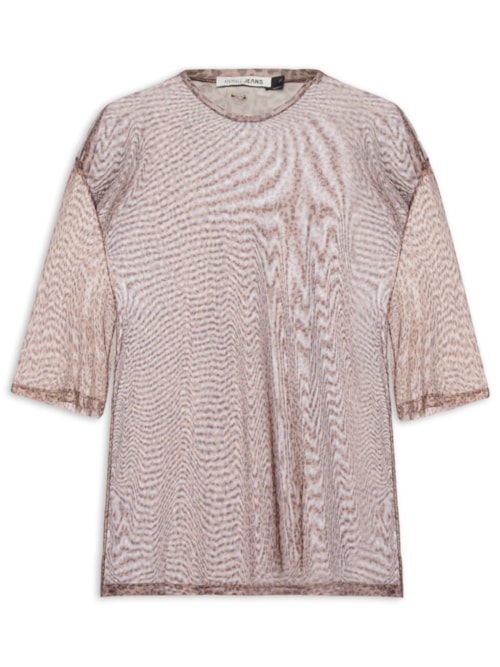 Blusa Feminina De Tule Onça Grão Color - Marrom