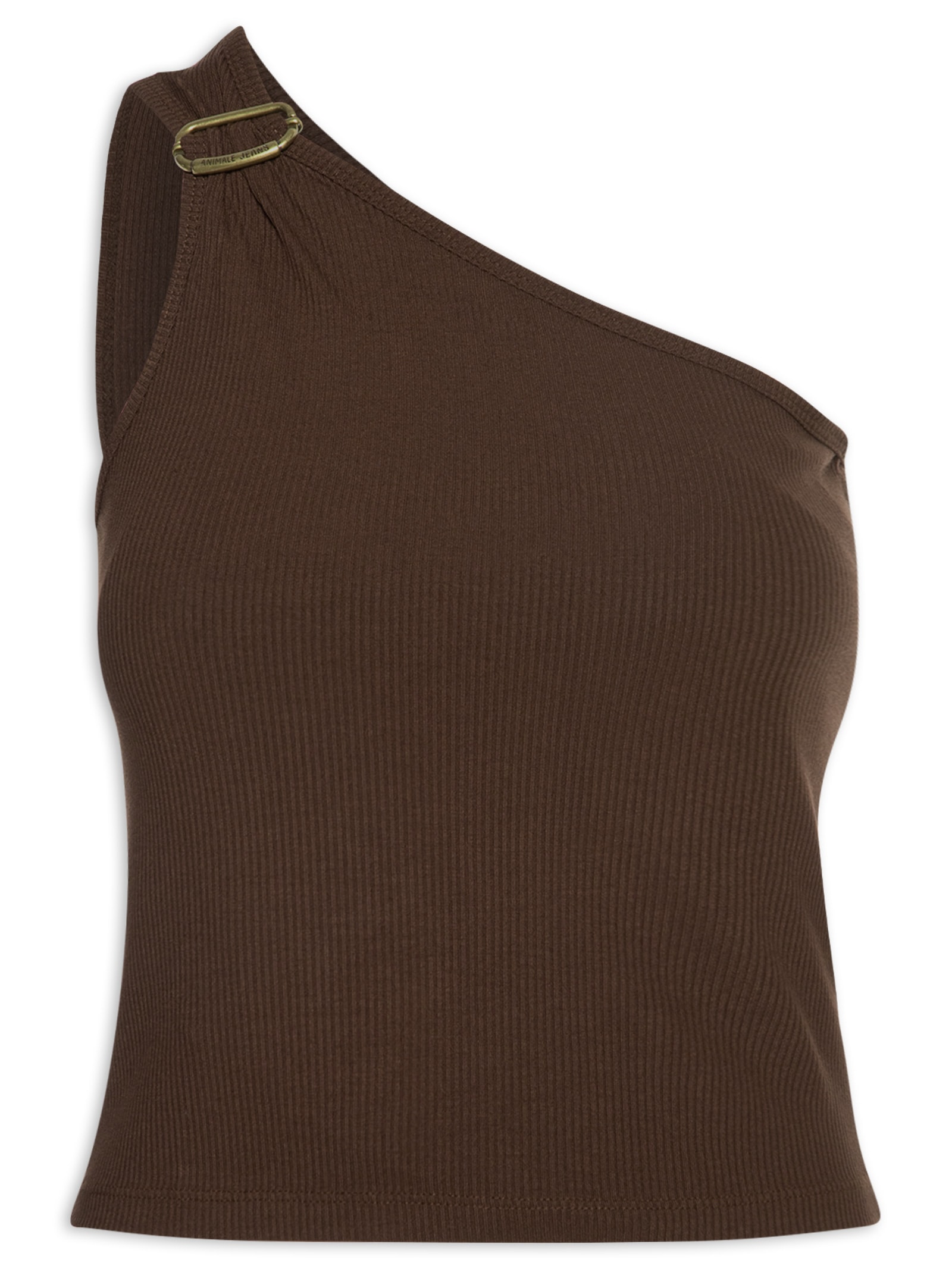 Blusa Feminina De Um Ombro Só Fivela Marrom Animale Jeans