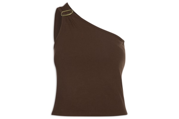 Blusa Feminina De Um Ombro Só Fivela - Marrom
