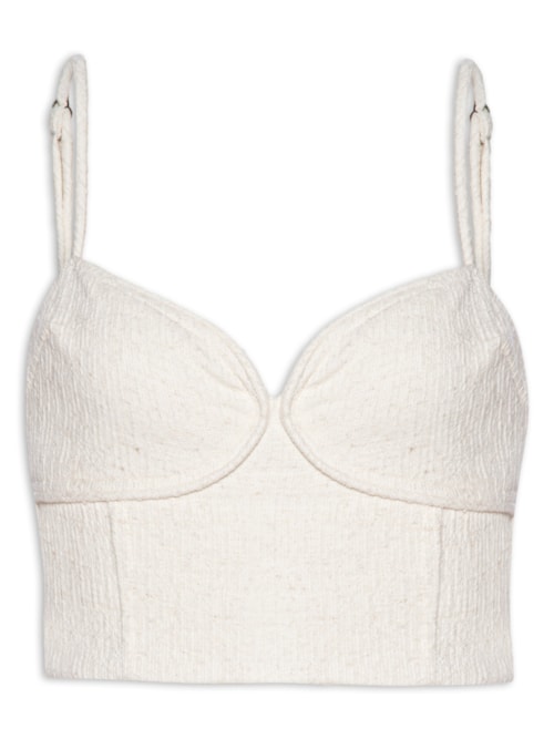 Blusa Feminina Decote Arredondado Tweed – Bege