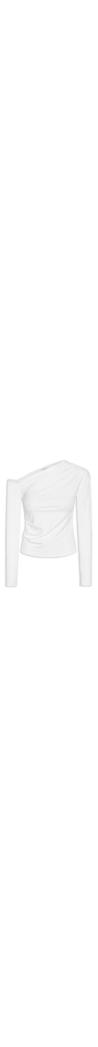 Blusa Feminina Decote Assimétrico Manga Longa - Branco